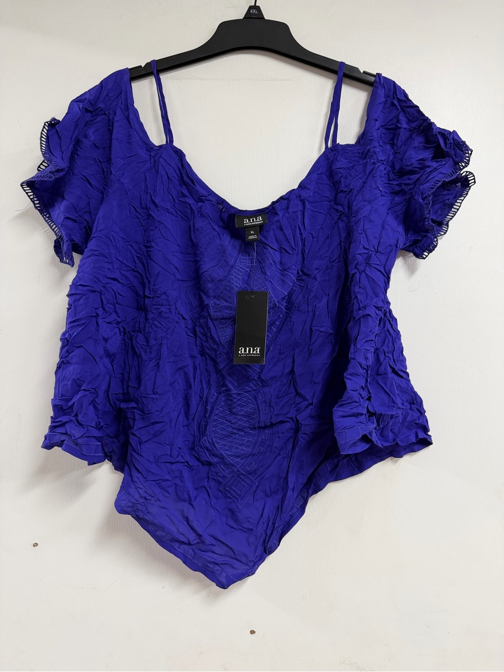 a.n.a Cobalt Blue Cold-Shoulder Blouse New With Tags Size XL Pre-Priced $36